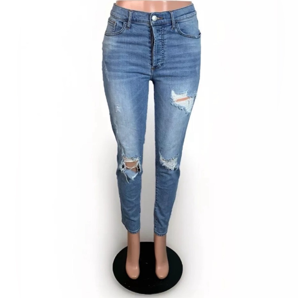 DSTLD Mom Jeans Womens Size 29 Distressed High Rise Button Fly Light Wash